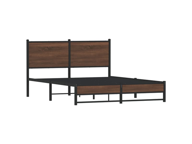 Lit adulte, lit double, cadre de lit en métal sans matelas chêne marron 150x200cm cf7922 - Conforama C