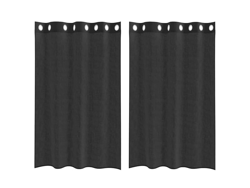  Lot de 2 rideaux en voile, voilages avec œillets noir 140x175 cm cf44387  - Conforama A