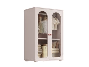Armoire 2 portes avec penderie et rangement 80x50x120 cm rose bébé evryae