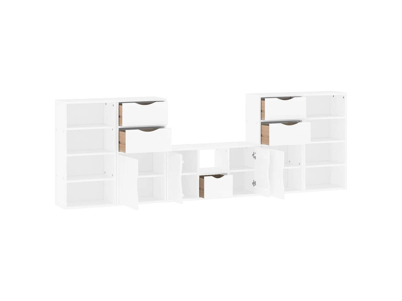  Meubles tv - banc tv - meuble de rangement 5 pcs avec rangement odda blanc bois de pin massif  - Conforama E