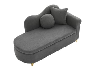 Méridienne moderne de 134 cm avec rangement sous l'assise, tissu effet peau lainée, dossier ondulé et coussins inclus