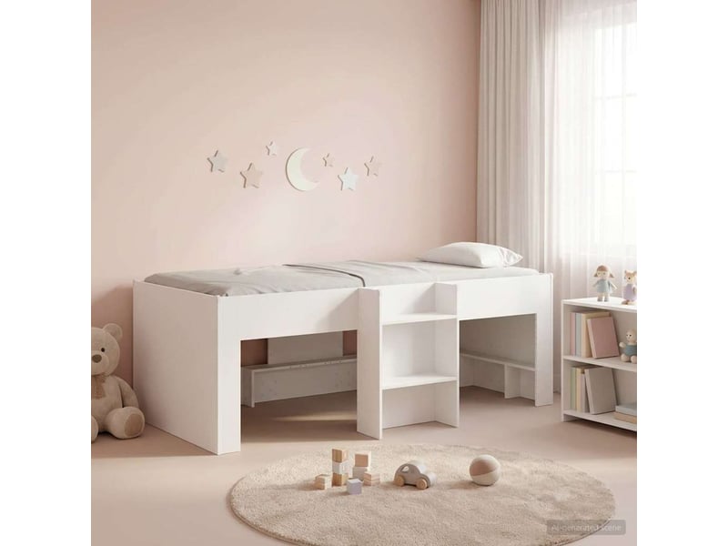  Cadre de lit élevé pour enfants - lit jeune blanc 90 x 200 cm  - Conforama C