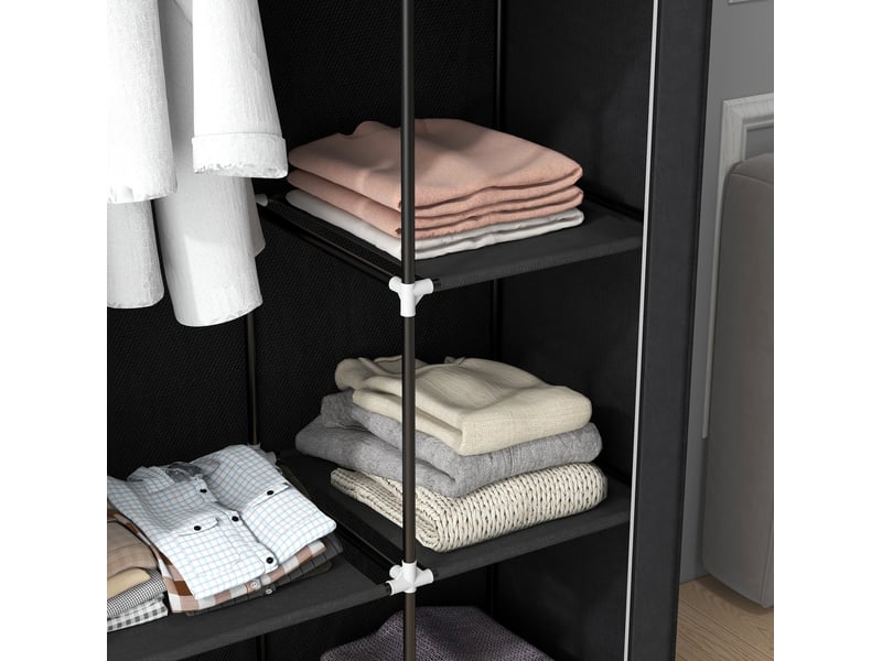  Armoire en tissu 103x43x162,5 cm 6 compartiments pliable métal noir  - Conforama D
