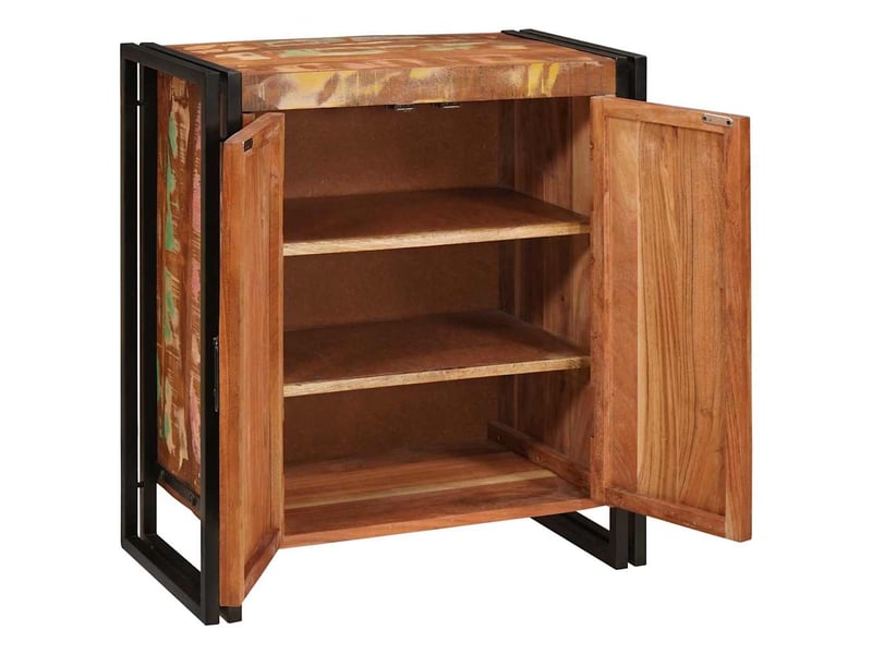  Table de chevet multicolore bois massif recyclé  - Conforama D