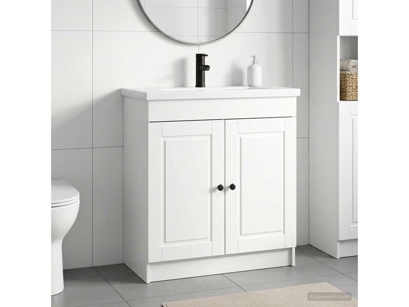 Ensemble de mobilier de salle de bain blanc brillant shl5735 - Conforama B