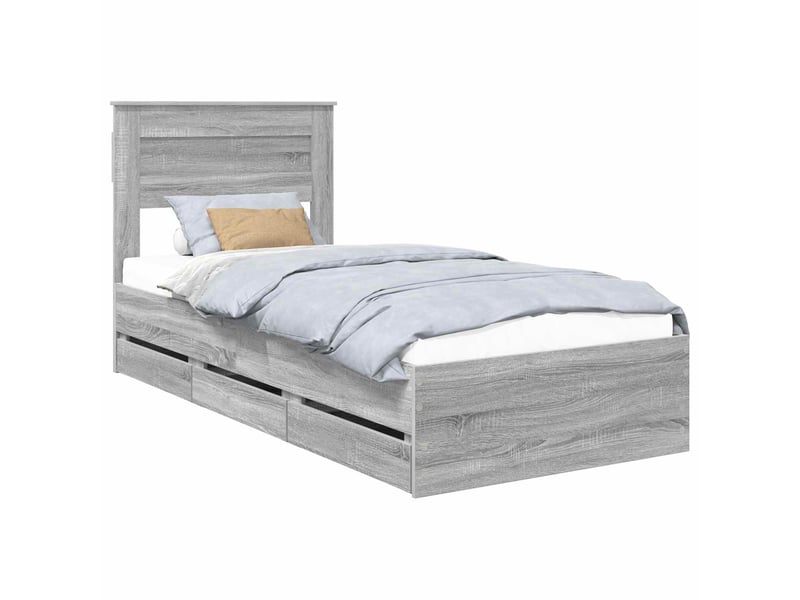  Lit simple- lit adulte -  cadre de lit gris sonoma 100 x 200 cm bois ingénierie  - Conforama A