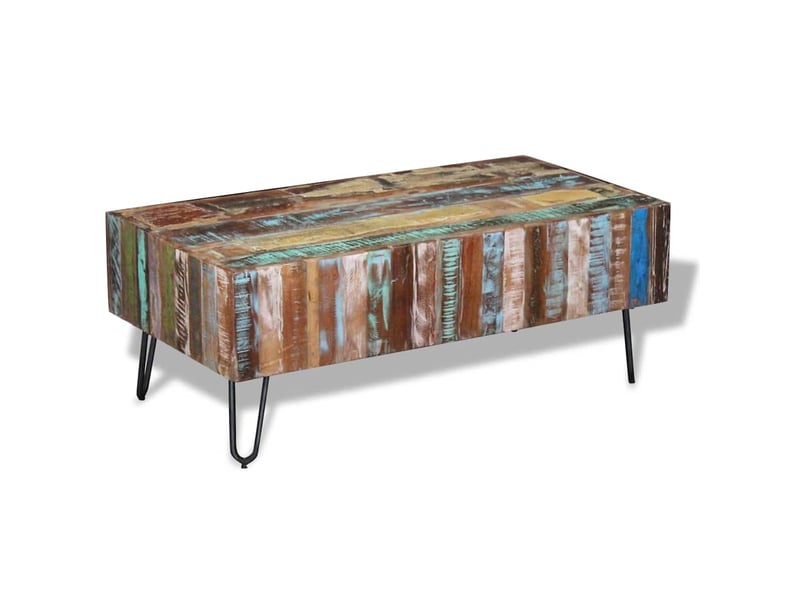Table basse - table de salon - table à thé bois massif de récupération 100x50x38 cm - Conforama A
