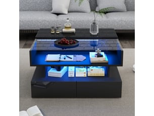 Table basse carré(e) coloris noir <strong>ATELIER CONFORTIEL</strong> <strong></strong> - 80 cmx80 cm