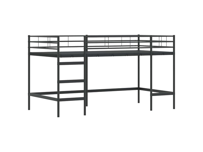  Lit mezzanine pour enfants - lit jeune uni noir 80 x 200 cm acier  - Conforama D