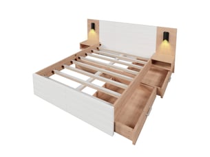 Lit avec rangement 160x200 cm <strong>BEAUNIV</strong>  <strong></strong> coloris bicolore