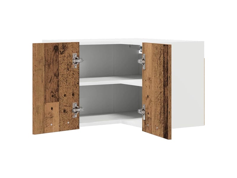 Meuble de rangement cuisine, armoire suspendue bois ancien et blanc 57x57x40cm - Conforama E