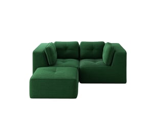 Canapé d’angle modulable 2 places velours côtelé vert – 208 x 177 x 69 cm