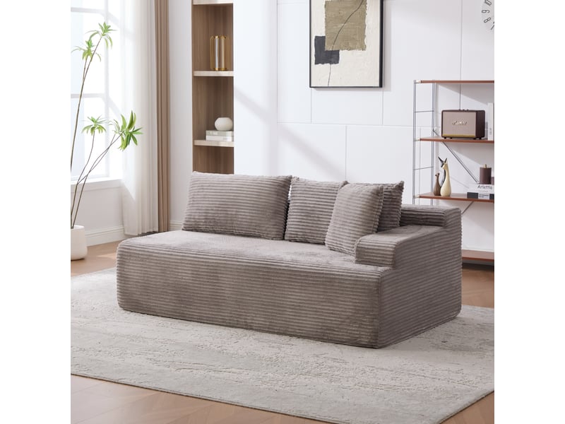  Canapé modulable, canapé de salon, base antidérapante, facile à déplacer, format compressé, gris, en tissu chenille  - Conforama A