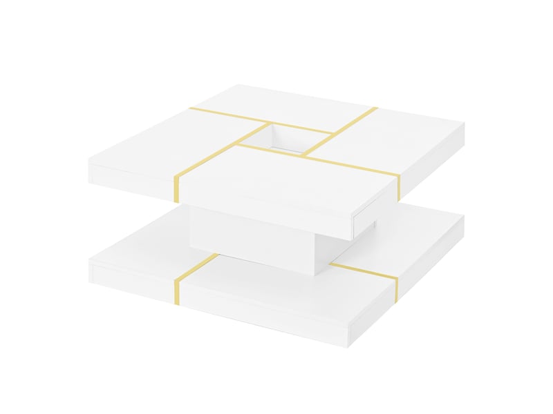  Table basse blanc, rangement, design moderne, structure robuste, entretien facile - panneaux de particules et métal - 80x80x38cm  - Conforama C