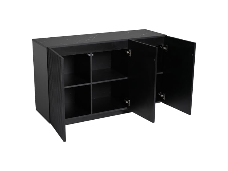  Buffet 3 porte(s) 0 tiroir(s) - 120 cm noir led mdf buffet noir - Conforama A