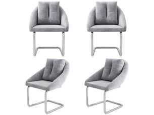 Chaises de salle à manger lot de 4 ergonomiques  - dossier galbé, pieds en métal, velours - gris