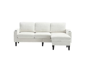 Canapé droit fixe <strong></strong> <strong></strong> 4 places Velours beige avec coffre de rangement