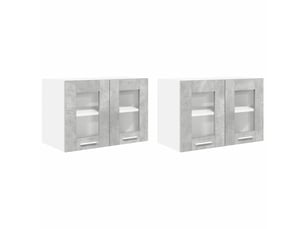Meuble de rangement cuisine, armoire suspendue 2 pcs gris béton bois d'ingénierie shl7174