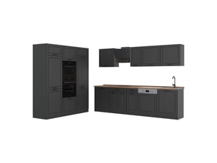 Vicco cuisine, anthracite campagneanthracite, 180cm plan de travail chêne doré