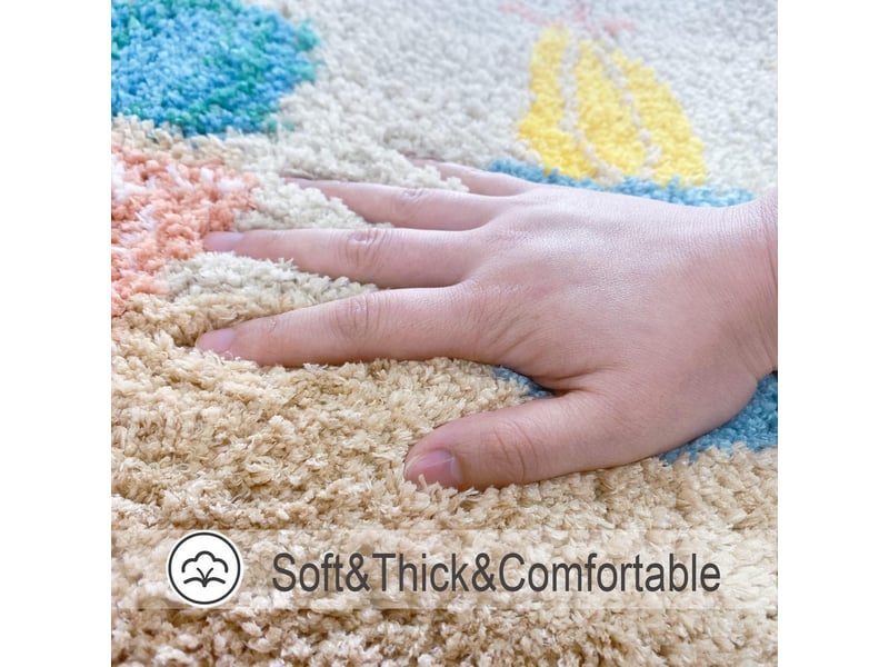  Tapis de bain incurvé, moelleux et moelleux en microfibre, absorbant, ultra doux, pour douches rondes, lavable en machine, 45 x 100 cm (plante)  - Conforama C