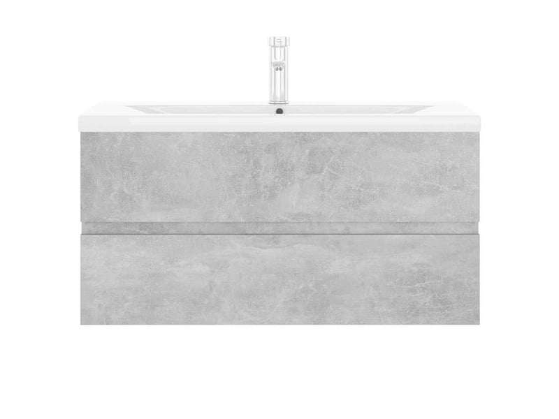 Armoire d'évier, meuble de rangement et lavabo intégré gris béton bois d'ingénierie - Conforama D