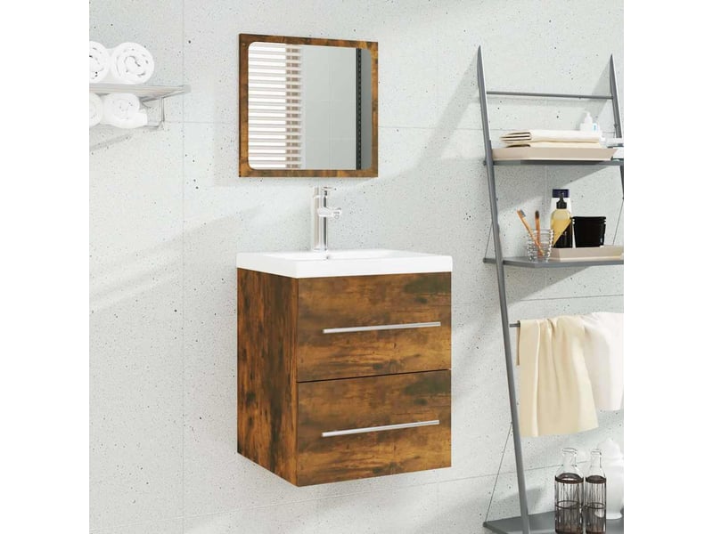  Meuble de lavabo avec bassin intégré chêne fumé bois d'ingénierie shl9424  - Conforama B