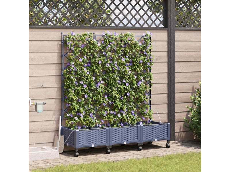 Jardinière - porte-plante de jardin avec irrigation et roues 3 pcs gris pp - Conforama B