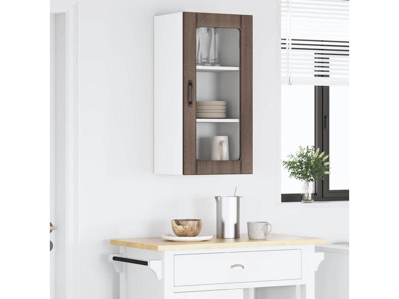  Meuble mural de cuisine, cabinet en verre mural chêne brun 40x31x80cm shl1578  - Conforama D