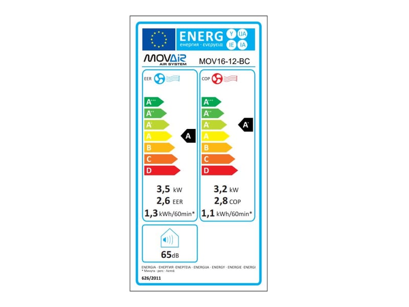  Climatiseur mobile blanc 12000btu classe a movair mov16-12-bc  - Conforama C