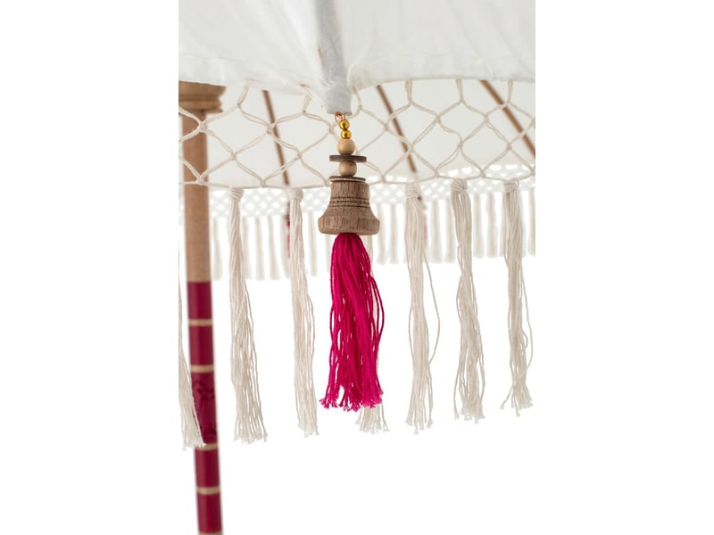  Parasol rond à franges flavie 180cm écru &amp; rose  - Conforama B