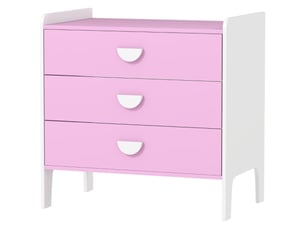 Commode enfant roseblanc, 3 tiroirs en mdf, meuble de rangement pour chambre enfant