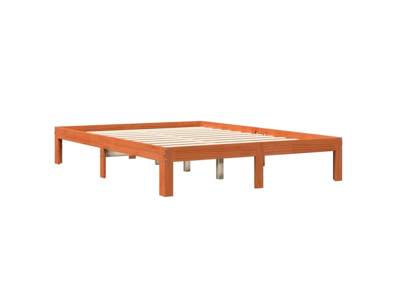 Lit double- lit adulte -  cadre de lit sans matelas  marron 135x190cm bois pin massif  - Conforama B