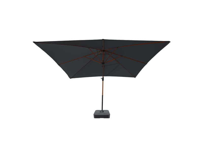  Axi mira parasol déporté carré avec pied, 300 x 300 cm, aspect boisgris| pour le jardin terrasse, toile anti-uv indice upf 30+ | housse de protection inclus | inclinable à 360°  - Conforama E