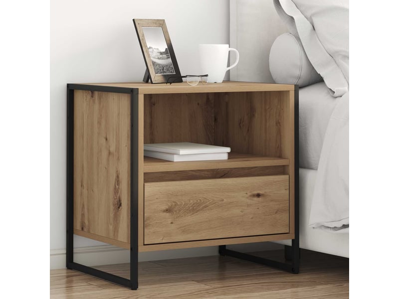  Table de chevet 2 pièces chêne artisan 50 x 39,5 x 50 cm  - Conforama B