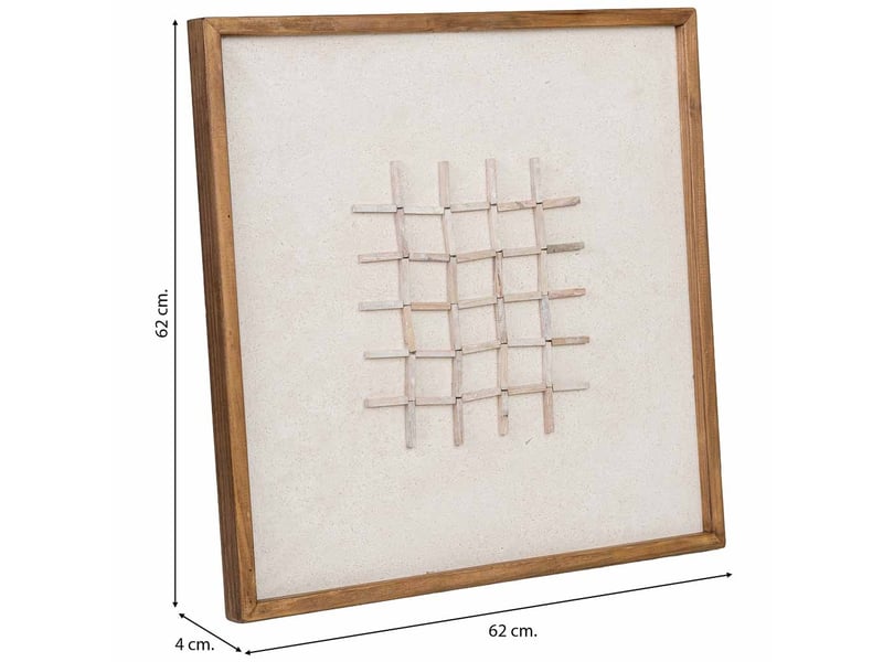  Tableau artisanal en bois recyclé relief blanc et beige 62x4x62 cm h  - Conforama C