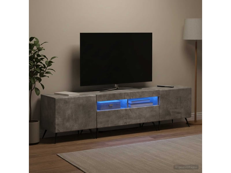  Meuble tv - banc tv - meuble de rangement led breda 3 pcs gris béton bois d'ingénierie  - Conforama C