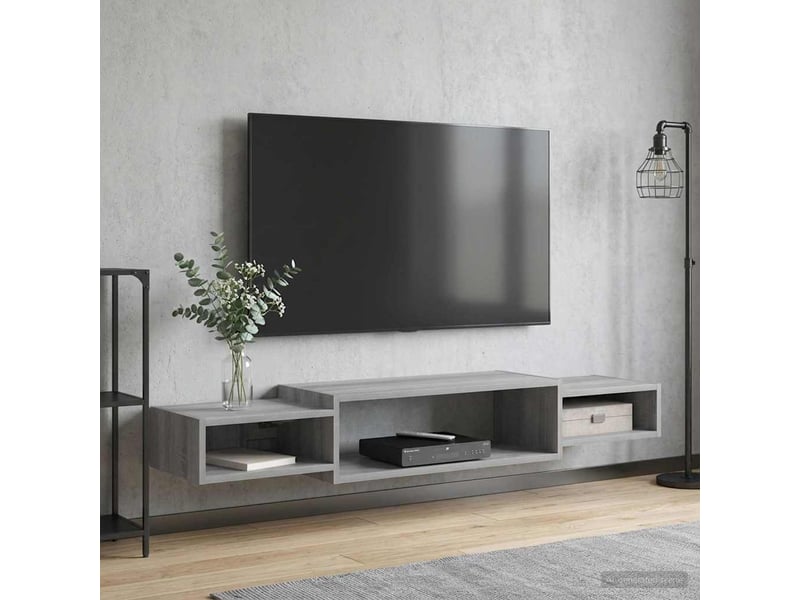  Meuble tv - banc tv - meuble de rangement mural montage mural sonoma gris 140 x 28 x 21 cm  - Conforama D