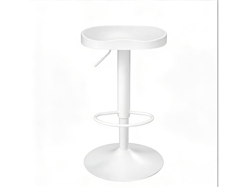  Tabouret de bar 66-90x33x38.5 cm pivotant, hauteur réglable, chaise de bar, structure en bois et métal, couleur blanc  - Conforama A