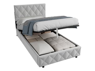 Lit avec rangement 2x90x190 cm VIVRYN coloris gris