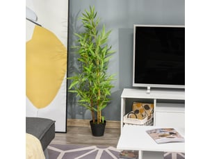 Plante artificielle bambou 120 cm verte en plastique avec pot, 644 feuilles réalistes pour décorer vos espaces
