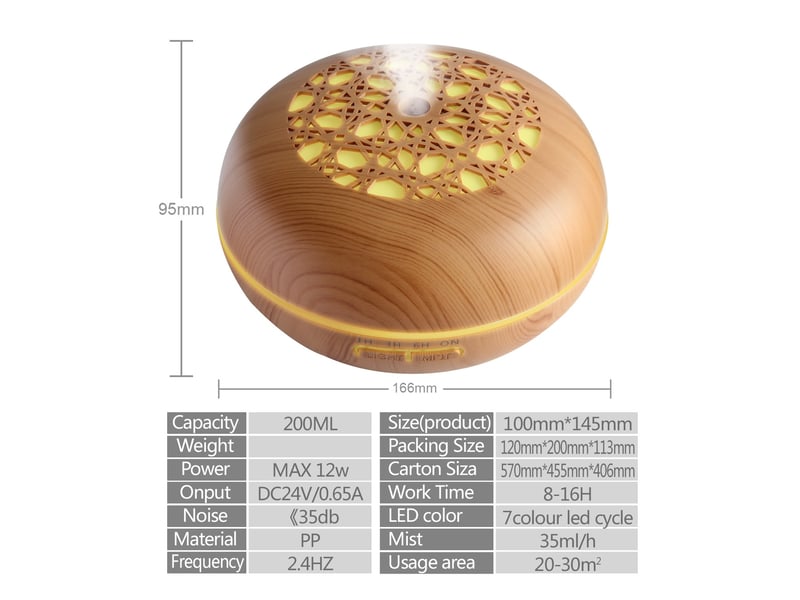  Diffuseur d'huiles essentielles pour maison, bureau et chambre – grain de bois clair  - Conforama B
