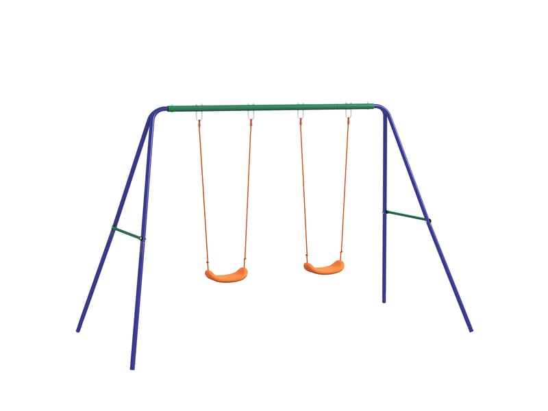 Balançoire portique balançoire pour enfants avec 2 siège de balançoire structure en métal charge max. 90 kg multicolore - Conforama A