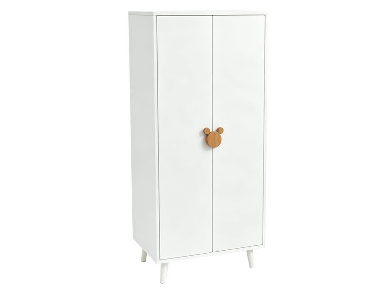  Armoire 2 portes 70 x 55 x 170 cm avec rangement et pieds surélevés, blanche  - Conforama A