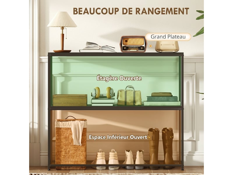  Table console en acier 2 étagères design moderne pour salon entrée couloir noir 100 x 30 x 87 cm  - Conforama A
