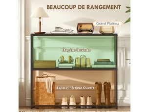 Table console en acier 2 étagères design moderne pour salon entrée couloir noir 100 x 30 x 87 cm