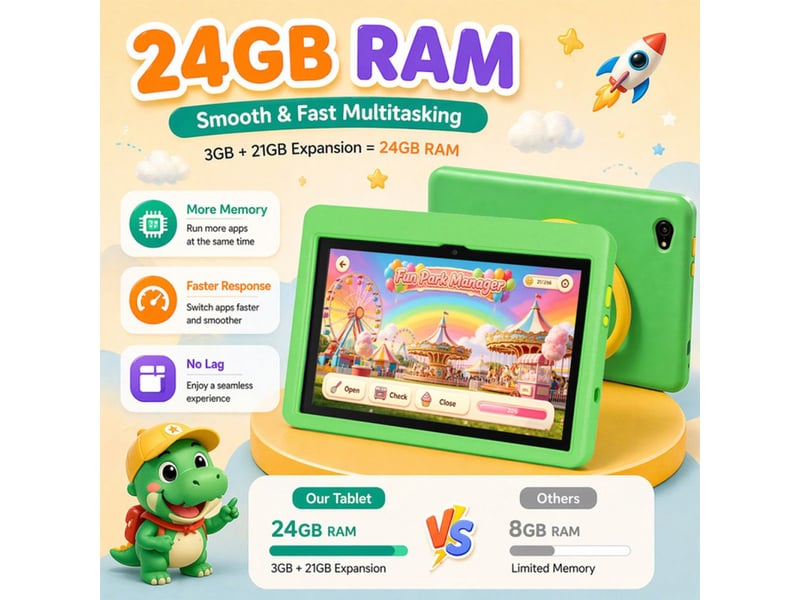  Tablette enfant 10.1 android 16 wifi 6 24 go ram 128 go stockage verte 413542_AACLC99658_6_DROPFR - Conforama C