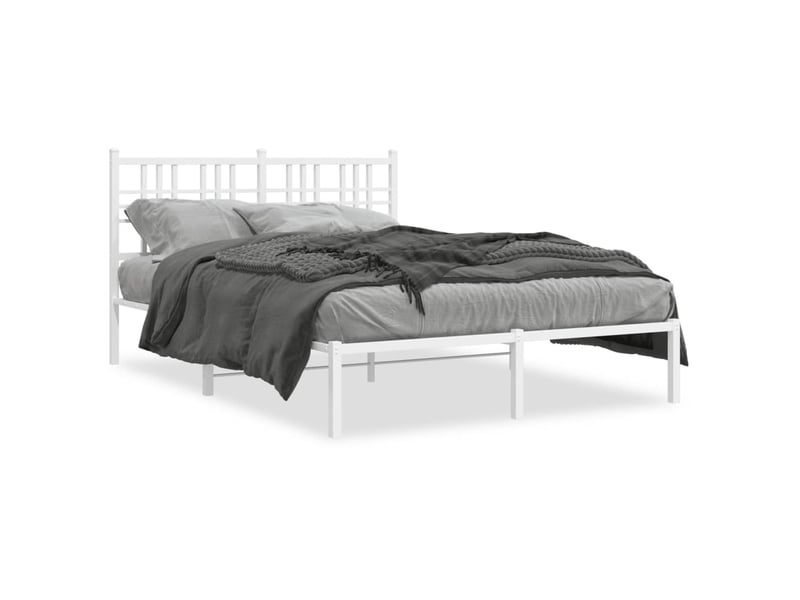  Lit double- lit adulte -  cadre de lit métal sans matelas et tête de lit blanc 120x200 cm  - Conforama A