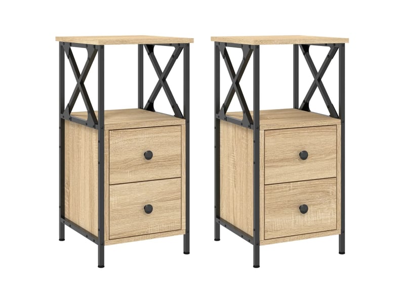  Lot de 2 tables de chevet - cabinet de chevet - table de nuit chêne sonoma 34x35,5x70cm bois ingénierie  - Conforama A