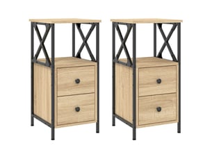 Lot de 2 tables de chevet - cabinet de chevet - table de nuit chêne sonoma 34x35,5x70cm bois ingénierie