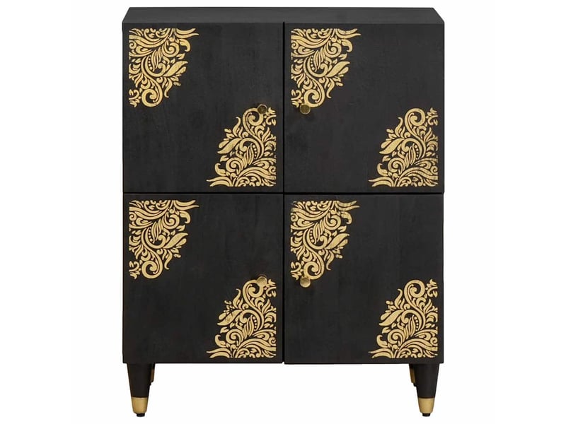  Buffet - bahut - meuble de rangement avec étagère noir 60 x 33 x 75 cm bois de mangue massif  - Conforama C